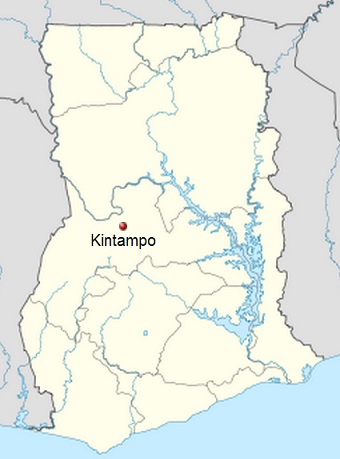 Localización en Ghana del área de Kintampo