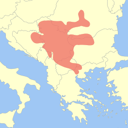 Extensión aproximada de la Cultura de Vinça en los Balcanes