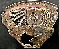 Trozo de pieza cerámica del Bronce final de la cultura de Cogotas I, en la Meseta central