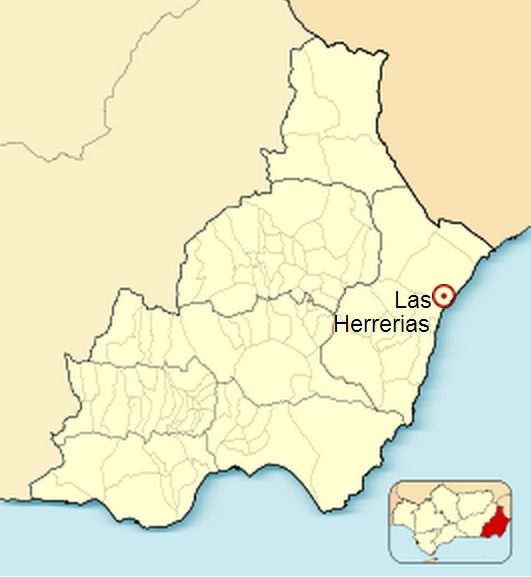 Ubicación de Las Herrerías, pueblo de Almería donde se encuentra el yacimiento de Almizaraque