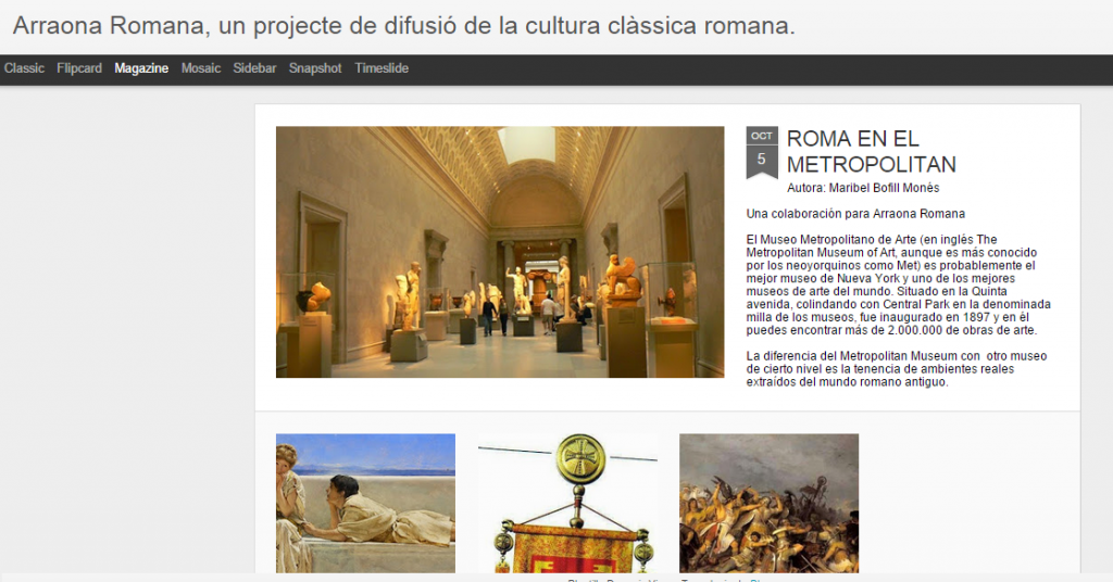Captura de pantalla general de este gran blog de cultura clásica romana