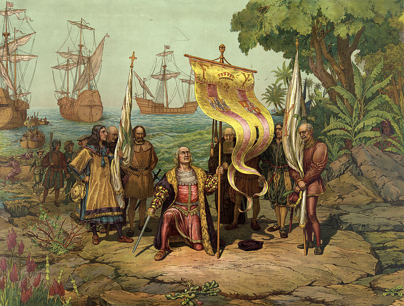 Cuadro que representa la llegada de Cristóbal Colón a Guanahani