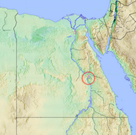 Mapa de Egipto en el que se muestra la ubicación de Dra Abu el Naga, sitio donde se halló el Papiro Boulaq 18