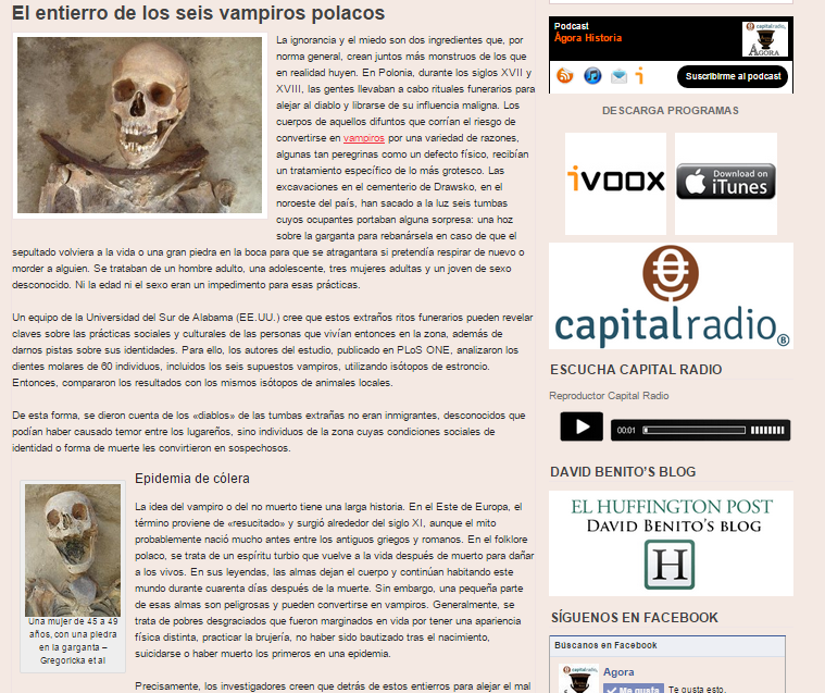 Captura de pantalla de uno de los artículos de este gran blog radiofónico