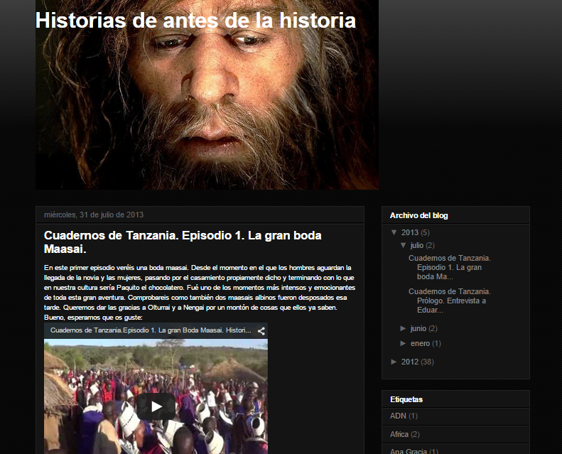 Captura de pantalla general de este gran y extinto blog de paleoantropología
