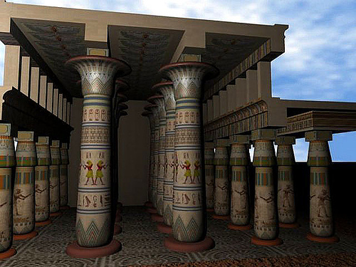Reconstrucción aproximada de cómo debió ser la Gran Sala Hipóstila de Karnak