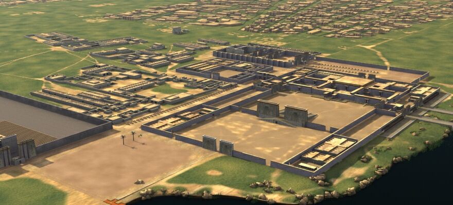 Reconstrucción hecha en 3D a ordenador sobre cómo debió ser Amarna