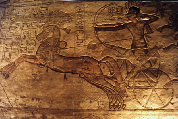 Relieve de Ramsés II en la batalla de Qadesh, en el templo de Abu Simbel