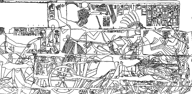 Relieve del templo de Karnak en el que se ve a Seti I en una de sus campañas militares