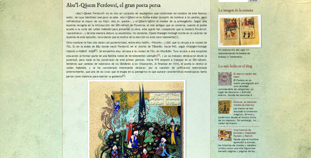 Captura de pantalla de uno de los artículos de este gran blog de Historia oriental