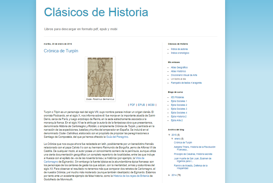 Captura de pantalla general de este gran blog de libros histórico para descarga