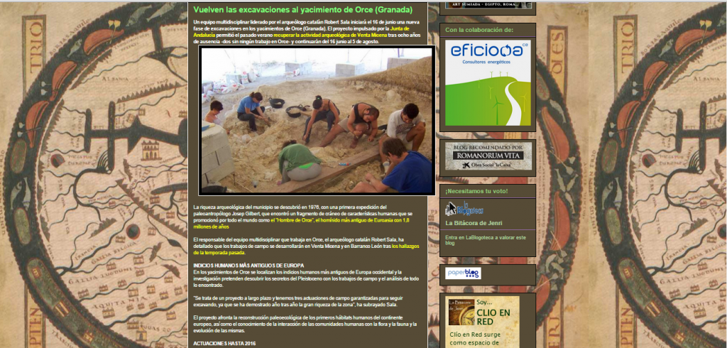 Captura de pantalla de uno de los artículos de este gran blog de divulgación arqueológica española