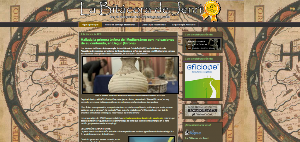 Captura de pantalla general de este gran blog de divulgación arqueológica española