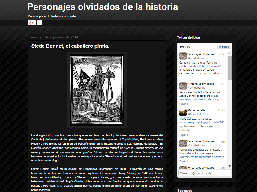 Captura de pantalla general de este gran blog de personajes históricos olvidados