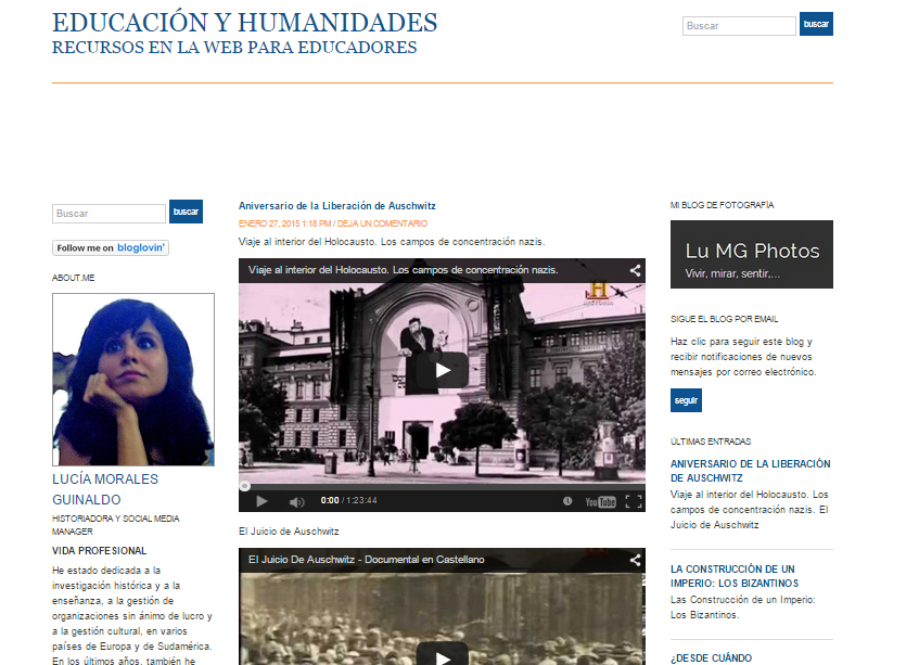 Captura de pantalla general de este gran blog de vídeos y recursos históricos