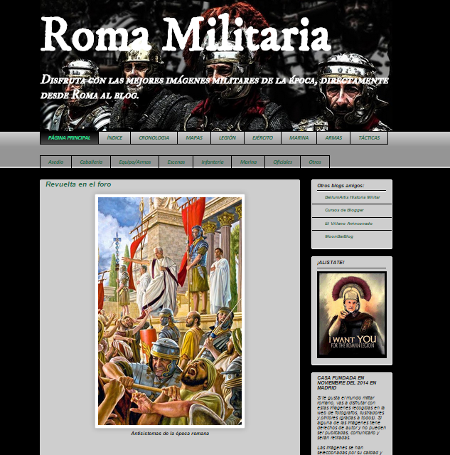 Captura de pantalla general de este gran blog para amantes de la Historia militar romana