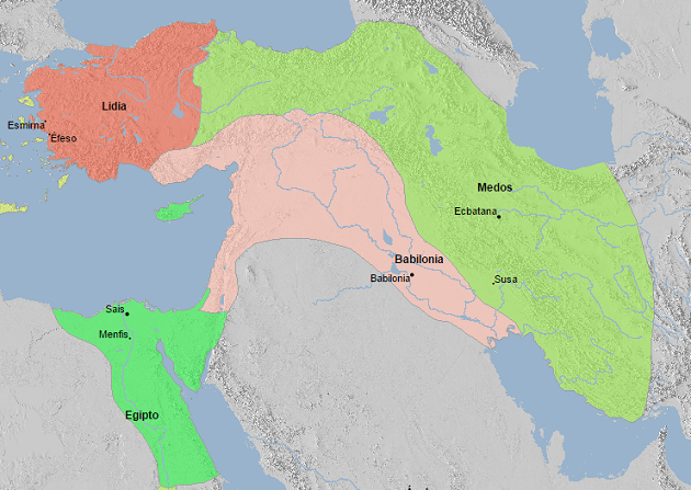 Mapa de Próximo Oriente y Egipto en el 560 a.C.