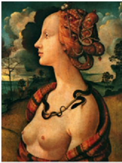 Simonetta Vespucci como Cleopatra, cuadro de Cossimo Piero