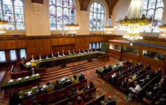 Vista del interior de la corte del Tribunal Internacional de Justicia de la Haya