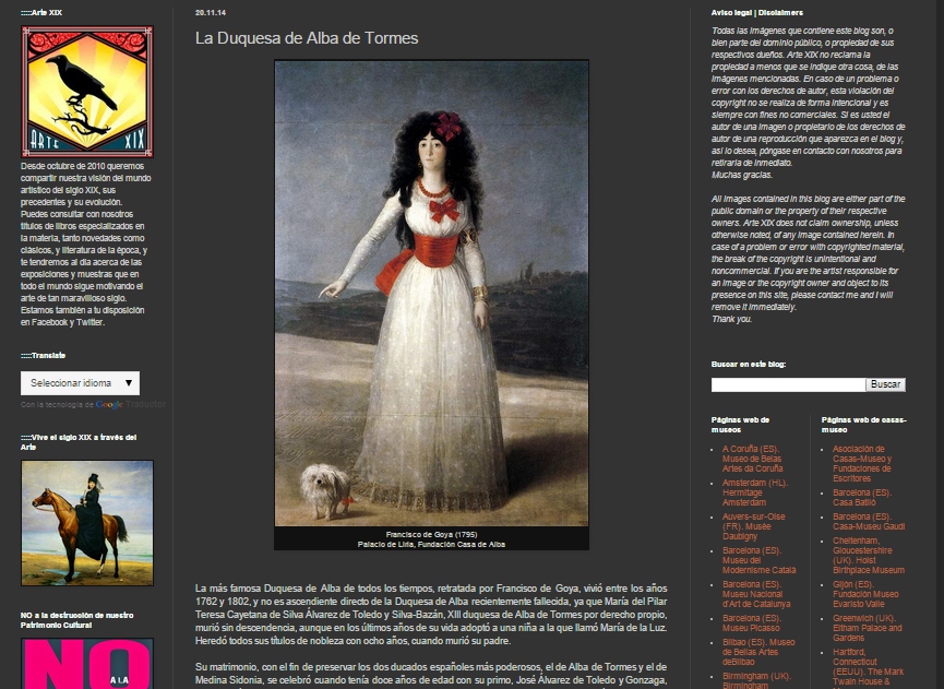 Captura de pantalla de uno de los artículos de este excelentísimo blog de Historia del arte