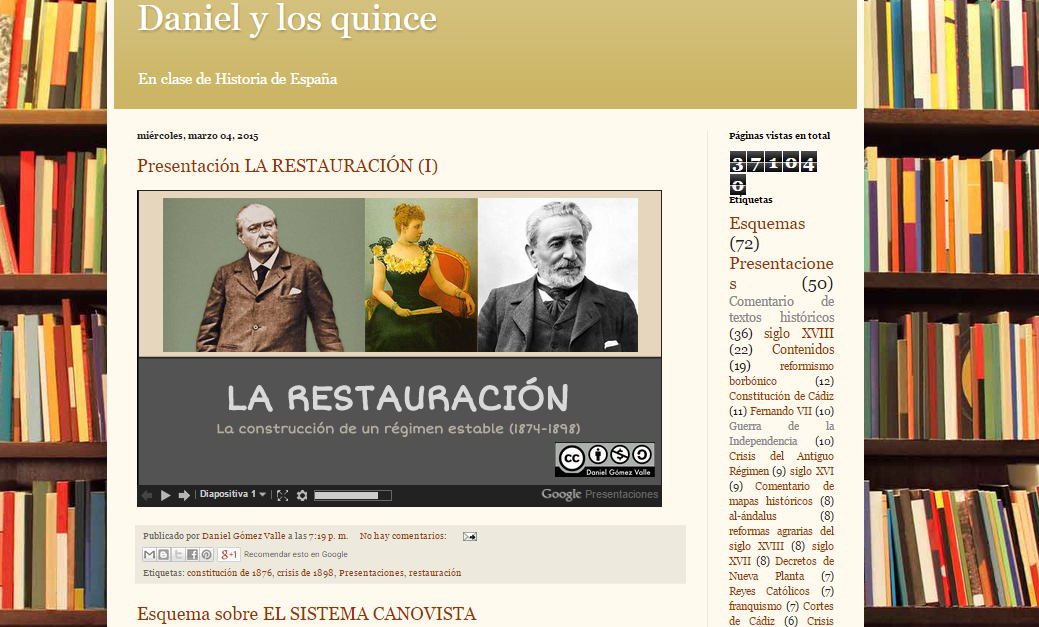 Captura de pantalla general de este gran blog de esquemas y presentaciones de la Historia de España