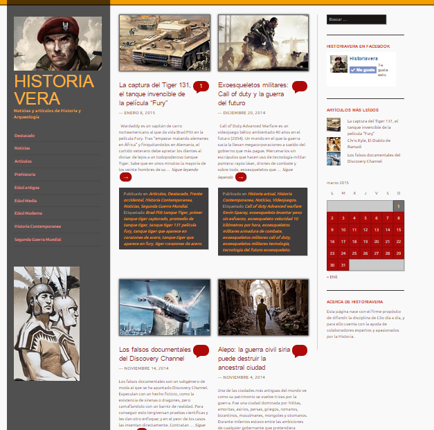 Captura de pantalla general de este gran blog de Historia y arqueología