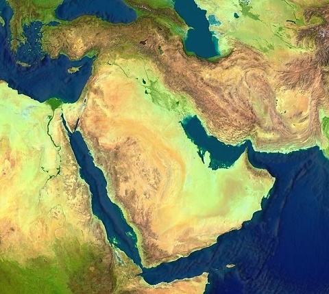 Foto satélite que muestra el Oriente Próximo