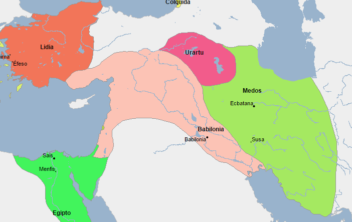 Mapa de Próximo Oriente a comienzos del s.VII a.C.