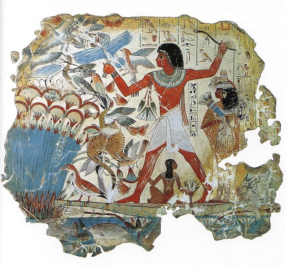 Escena de caza en los pantanos. Necrópolis de Cheikh. Actualmente expuesta en el Museo Británico