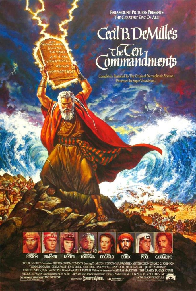 Cartel del clásico "Los Diez Mandamientos", una de las películas en las que se aborda el Moisés bíblico
