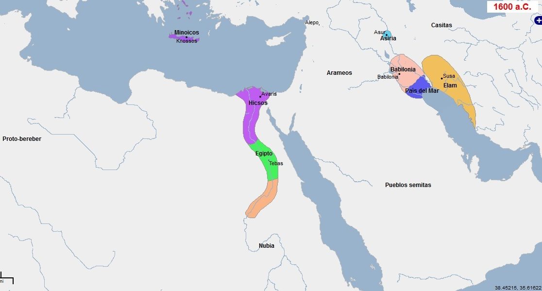Contexto internacional durante la ocupación de los hyksos de Egipto (Geacron)