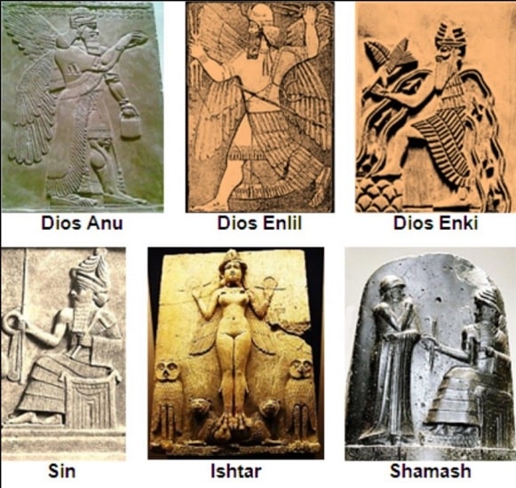 Representaciones de los grandes dioses de la religión en Mesopotamia