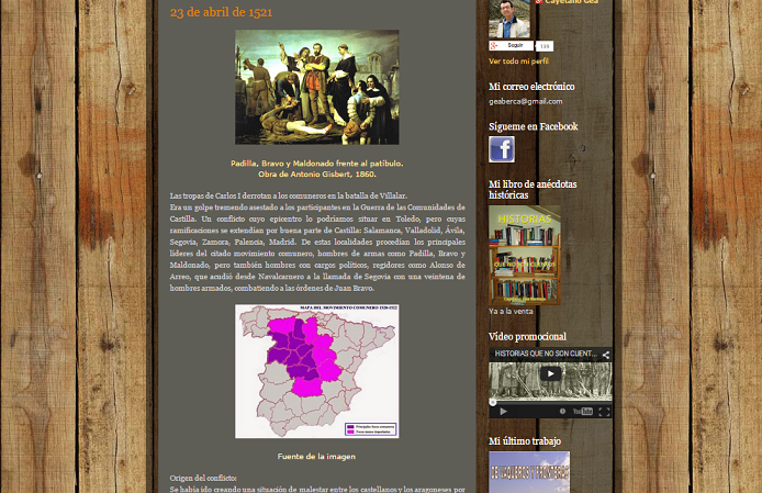 Captura de pantalla de uno de los artículos de este gran blog de Historia y cultura en general