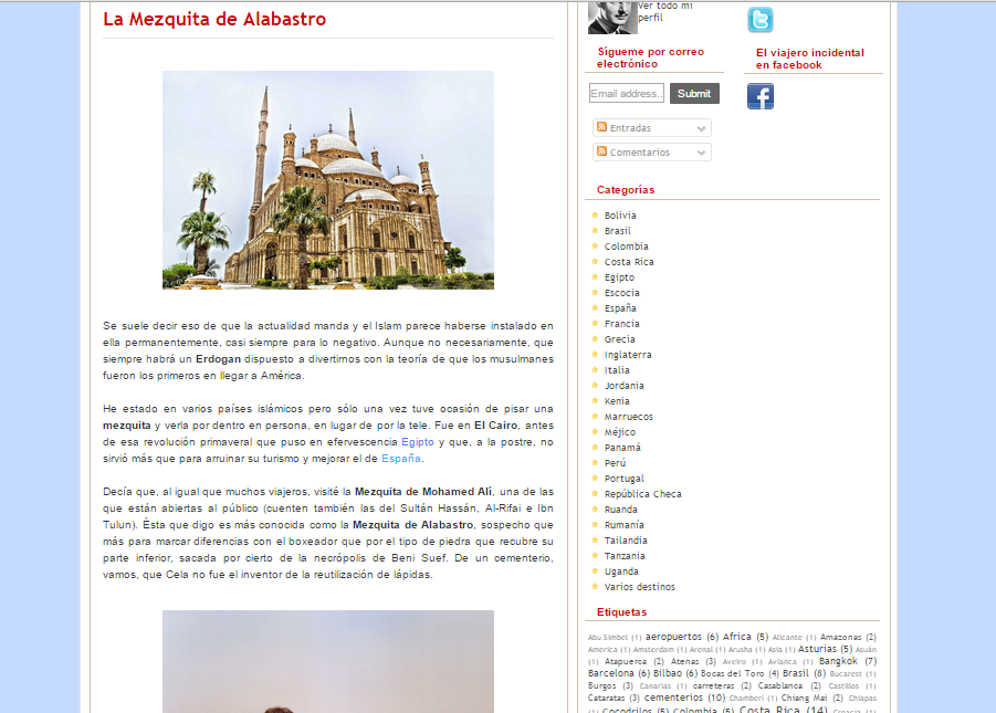 Captura de pantalla de uno de los artículos de este gran blog de viajes con Historia