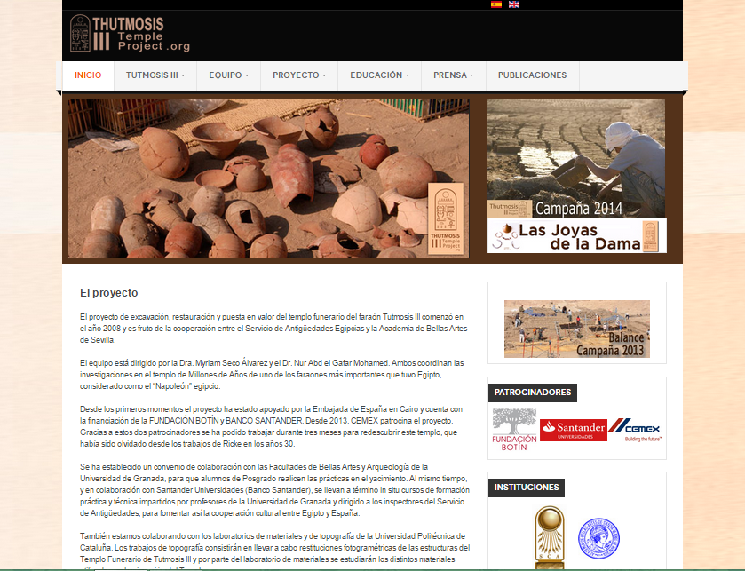 Captura de pantalla general de este blog para todos los amantes de la egiptología