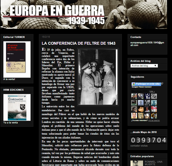 Captura de pantalla general de este gran blog de Historia de la segunda guerra mundial
