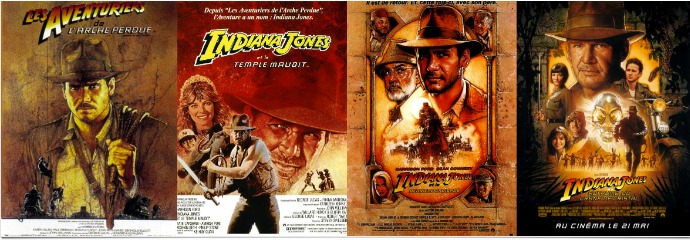 Carteles de las cuatro películas de Indiana Jones