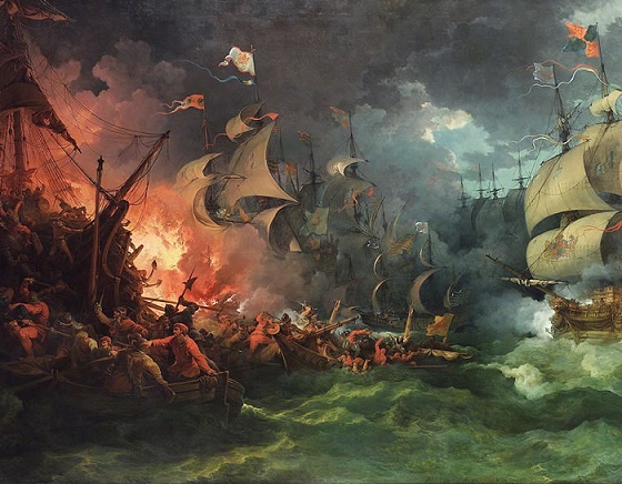 Cuadro de finales del s.XVIII que representa la derrota de la Gran Armada