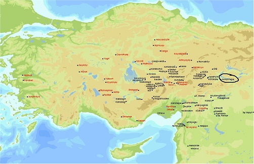 Mapa que muestra la ubicación de Arslantepe