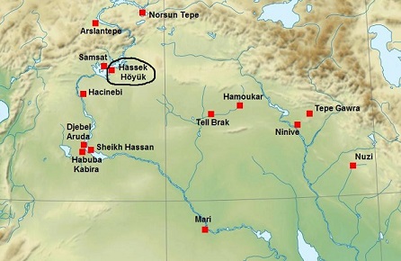 Mapa que muestra la ubicación de Hassek Hüyük