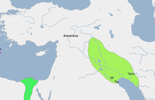 Mapa del Imperio de Ur a finales del III milenio a.C.