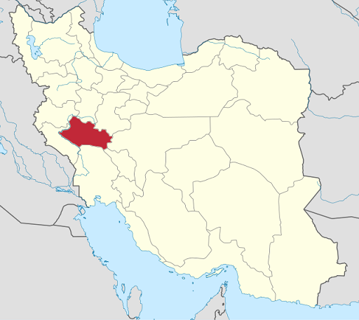 Mapa en el que se señala Luristán, al sur de los Montes Zagros