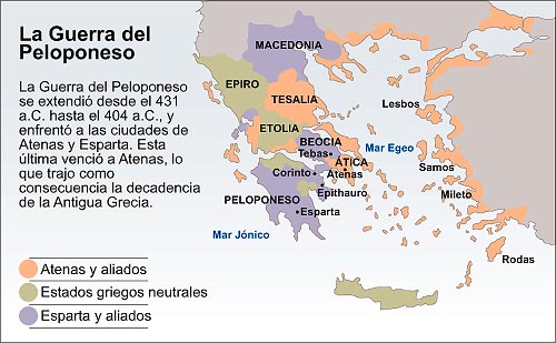 Mapa explicativo de la Guerra del Peloponeso