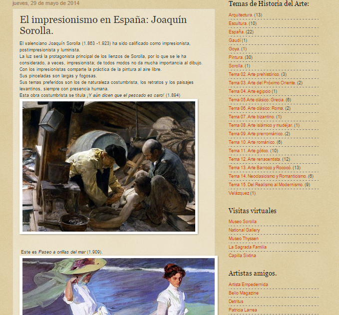 Captura de pantalla de un artículo de este gran blog de Historia del Arte