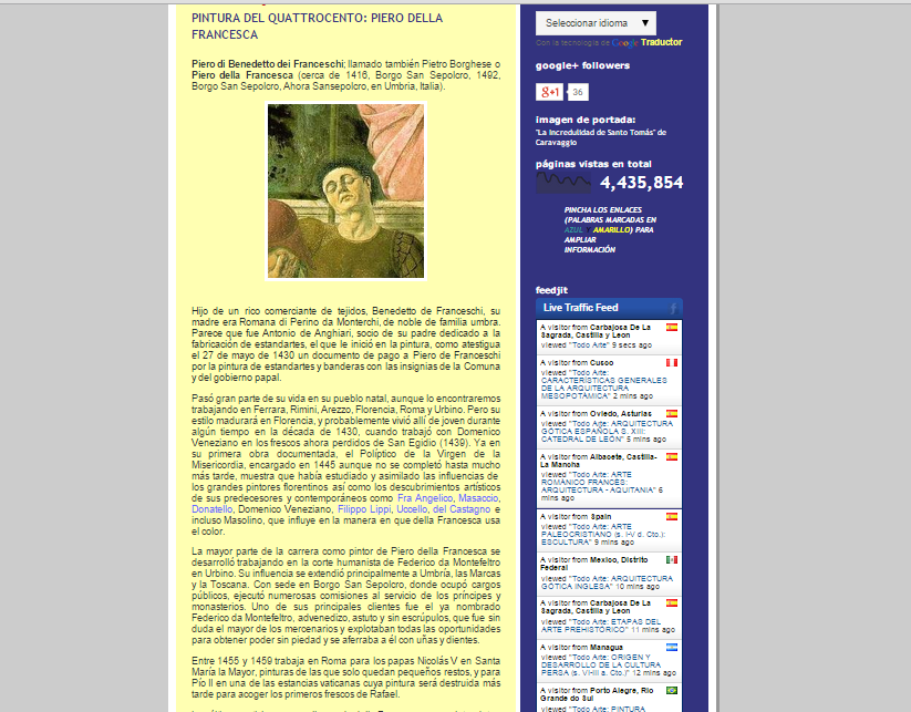 Captura de pantalla de uno de los artículos de este gran blog de Historia del arte