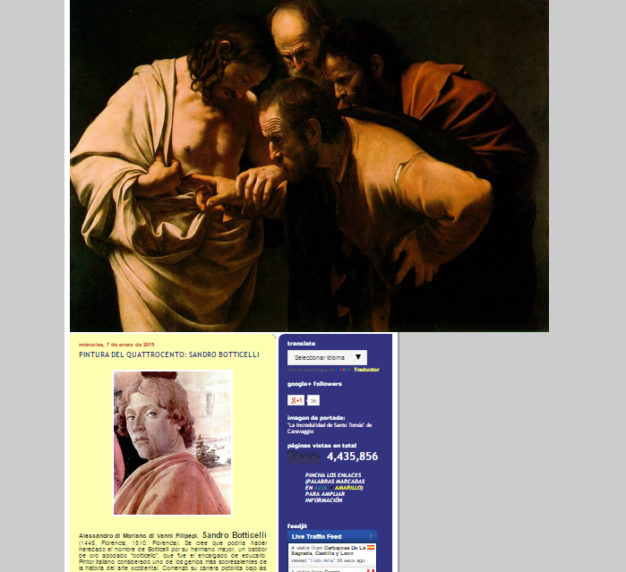 Captura de pantalla general de este gran blog de Historia del arte