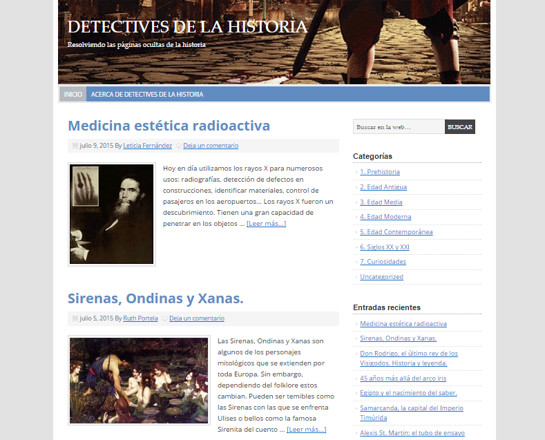 Captura de pantalla general de este gran blog de misterios de la Historia