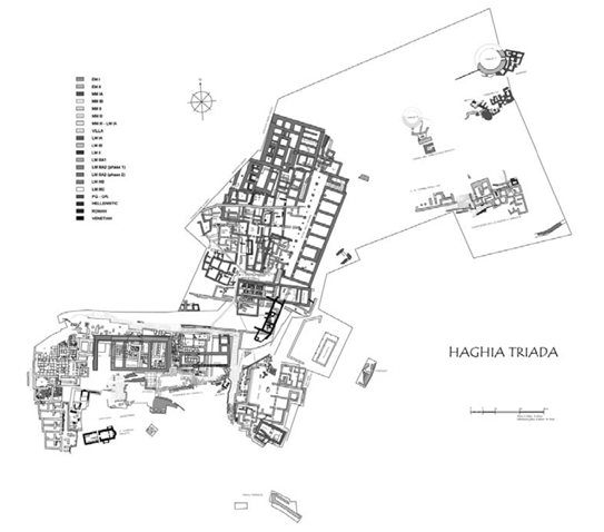 Plano de la villa regia de Haghia Triada