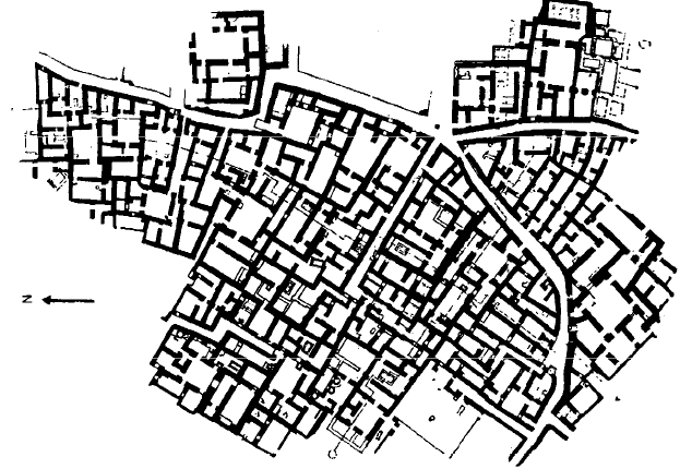 Vista parcial de la planta urbanística de Ur durante el periodo Isin-Larsa