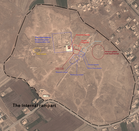 Vista satélite actual enmarcando todo lo que debió ocupar la ciudad de Mari